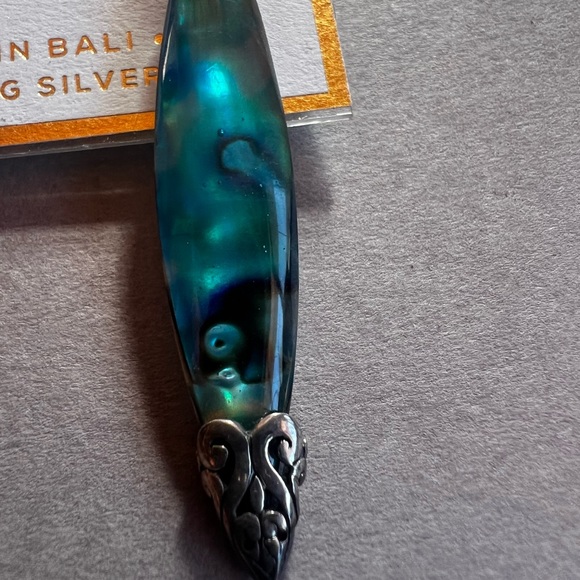 Sterling Silver Annika Witt Balinese Blue Mother of pearl .925 Drop Earrings - Picture 3 of 5